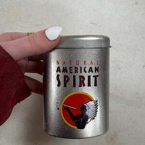 Vintage Natural American Spirit Yellow Metal Slide Top Cigarette Tin Case